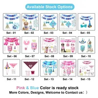 Kit de Décorations Personnalisées Bleues en Polyester pour Anniversaire d'Animal de Compagnie – Comprend Chapeau, Couronne, Bandana et Ballons pour Fête de Chien Été Hiver