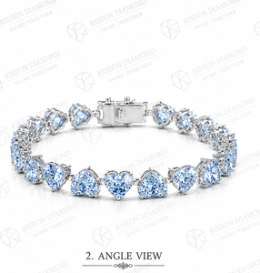 Pulsera de tenis de lujo con diamantes en forma de corazón en oro blanco de 18K, engaste de línea continua premium, regalo romántico y elegante - Product Image 2