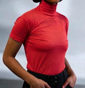 Chemise d'équitation personnalisée 2026 à manches courtes et col roulé en maille à séchage rapide pour femme – Vêtement d'équitation - Product Image 2