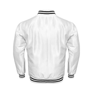 Chaqueta Varsity de Seda Satinada Negra Lisa con Cierre para Hombre, de Alta Calidad, Transpirable, Estilo Casual de Primavera, Precio Económico al por Mayor - Product Image 4