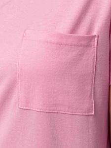 Camiseta de Manga Corta para Mujer, Cuello Redondo, Color Rosa, 100% Algodón, Transpirable, Corte Regular, Informal, con Bolsillo Frontal, Tejido de Punto - Product Image 5