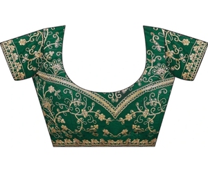 Sari de Georgette de Bollywood con adornos y rayas KV - Product Image 5