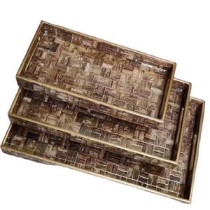 Plateau de service carré élégant en MDF, fait main, émaillé, pour cuisine et table à manger, plateau décoratif multi-usages - Product Image 1