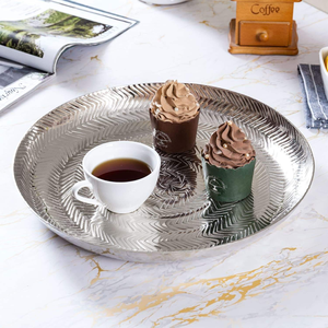 Stylish Gold Metal <b>Tray</b> Platter Handicraft Technique for Formal <b>Dinners</b> and Special Occasions Manufactured Supplied in India - Product Image 6