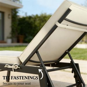 Cuscino Beige a Due Pezzi per Sedia da Terrazzo, Cuscino di Ricambio per Sedia Relax da Giardino, Solo Cuscini per Esterni - Product Image 4