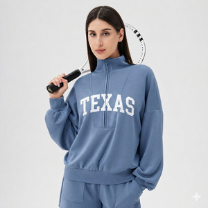 Sweat-shirt minimaliste pour femme à col montant, design épuré, tissu doux et coupe confortable pour un usage quotidien polyvalent. - Product Image 1
