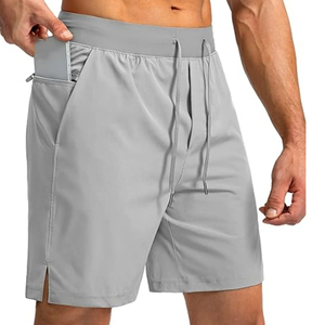 Shorts de bain gris pour homme, séchage rapide, imperméables, avec cordon de serrage à la taille, poches, couleur unie, imprimé numérique, tissu tricoté, style décontracté - Product Image 3