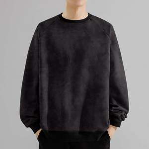 Hot Selling High Quality OEM Custom Logo Winter <b>Drop</b> Shoulder <b>Acid</b> Washed Oversized Men's Sweatshirt 380 GSM Heavyweight Fleece - Product Image 2