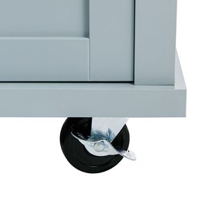 Carrello da Cucina Pieghevole con 5 Ruote, Piano in Legno di Gomma, Ante e Ripiani Interni, Isola da Cucina - Product Image 5