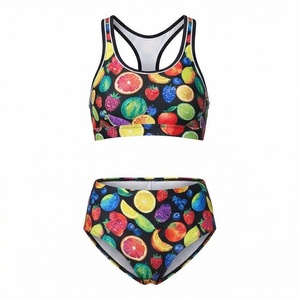Fruit Print 2 Piece <b>Bikini</b> Set Women High Waist Crop Top Swimwear Spandex Polyester Stretch Quick Dry Anti-chlorine - Product Image 1