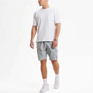 Men's Solid Color <b>Cargo</b> <b>Shorts</b> Mid Waist Drawstring Closure Breathable Canvas Bermuda <b>Shorts</b> with Multiple Pockets Casual Style - Product Image 3