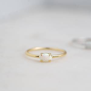 <b>Opal</b> <b>Ring</b> 925 Sterling Silver 14K <b>Gold</b> Plated Minimalist Promise <b>Ring</b> Birthstone Gift For Women Engagement - Product Image 5