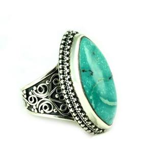 Precioso anillo de Plata de Ley 925 oxidado turquesa, joyería de plata hecha a mano - Product Image 1