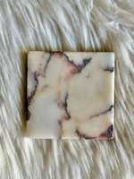 Sous-verres carrés en marbre Calacatta Viola naturel, faits à la main, articles de luxe pour la maison, vaisselle