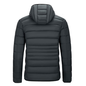 <b>Men's</b> Solid Color Hooded <b>Jacket</b>, Long Sleeve Stand Collar Comfortable <b>Warm</b> Trendy Winter Faux Down <b>Jacket</b> - Product Image 2