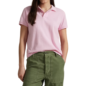 เสื้อผู้หญิงคลาสสิก แขนสั้น สีพื้น เรียบง่าย สบายๆ ผ้าฝ้าย 100% ระบายอากาศได้ดี เสื้อปิเก้ รับผลิตแบบ OEM ODM ขายส่งเสื้อผ้าตามสั่ง - Product Image 1
