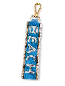 Sstringz Handmade Blue Beaded BEACH <b>Keychain</b> Decorative Heart Pendant Key Holder Stylish Backpack Charm <b>Personalized</b> Promotional - Product Image 3