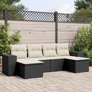 Ensemble de canapés de jardin en rotin PE noir et polyester avec structure en acier thermolaqué, mobilier d'extérieur élégant - Product Image 1