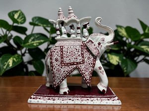 Handmade Blue Pottery Ambabari <b>Elephant</b> Statue | Metal Decorative Royal Howdah | Modern Design Graduation New Year Home <b>Decor</b> - Product Image 3