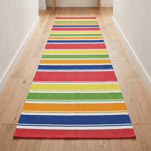 Blue Check Handwoven Cotton <b>Kitchen</b> <b>Floor</b> <b>Runner</b> for Breakfast Nook Hallway Coastal Cottage & Scandinavian Home - Product Image 4
