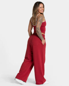 Pantalones Jogger de Pierna Ancha para Mujer, de Invierno, con Estampado de Tuberías en Contraste Rojo Cereza, de Corte Holgado, Estilo Casual Urbano, para Gimnasio y Descanso, Private - Product Image 5