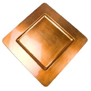 Simply Elegant 13 Inch <b>Square</b> Plastic Charger Plate 6-Pack Service Plate for Party Dinner Wedding Flat <b>Edge</b> Shiny Foil Finish - Product Image 4