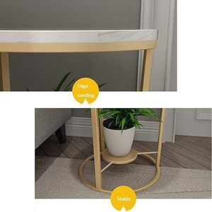 <b>White</b> Gold Double Layer Metal Coffee <b>Table</b> Modern Storage <b>Side</b> <b>Table</b> for Living Room Bedroom Bathroom Decor - Product Image 4
