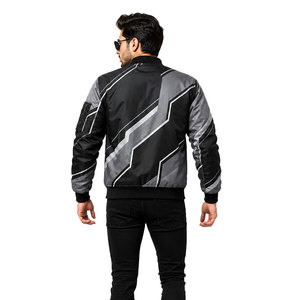 New Custom Men's Geometric Print Bomber <b>Jacket</b> Windproof <b>Zip</b> <b>Up</b> Flight <b>Jacket</b> Lightweight Polyester Casual Winter Coat OEM ODM - Product Image 4