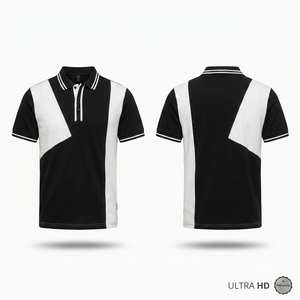 Chemise en jersey tricoté à manches courtes pour homme, rayée noir et blanc, 100% coton, coupe classique, style décontracté, séchage rapide - Product Image 1