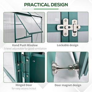 Invernadero de Policarbonato de 6FT X 8FT X 7FT con Control de Temperatura, Invernadero para Aficionados con Estructura de Madera para Jardín/Exterior, Mylar - Product Image 5
