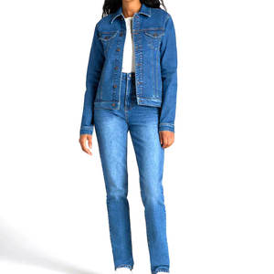 Chaqueta Vaquera Azul Extra Grande Personalizada para Mujer, Estilo Casual Urbano, Chaqueta Vaquera con Botones para Uso Diario - Product Image 1