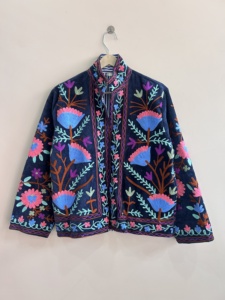 Velvet Suzani Jacket With Indian Embroidered <b>Art</b> Work Boho Women Jacket - Product Image 2