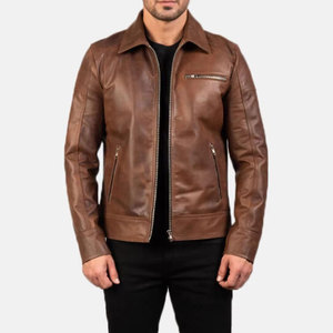 Veste en cuir moderne, finition douce, streetwear, col classique, design décontracté, coupe confortable, style quotidien - Product Image 6
