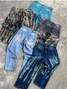 Jean en denim délavé pour homme, 100% coton de haute qualité, coupe oversize ample à jambe évasée, taille haute, style Hip Hop, écologique, avec service OEM/ODM - Product Image 3