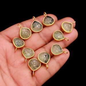 Colgante de flor de prehnita natural, plata de ley 925, colgante de corazón de piedra preciosa tallada a mano de 12 mm para accesorios de fabricación de joyas - Product Image 5