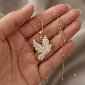 Luxurious Premium 10K <b>Solid</b> <b>Gold</b> Iced Custom Dove Bird Natural Diamond <b>Pendant</b> Necklace Fine Charms Jewelry Gift Cute Unisex - Product Image 4