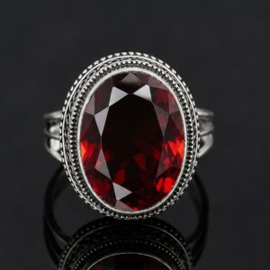 Natural Red Garnet Gemstone <b>925</b> Sterling <b>Silver</b> <b>Ring</b> Handmade Garnet Jewelry for Women Genuine Red Garnet <b>Silver</b> <b>Ring</b> <b>925</b> Sterli - Product Image 1