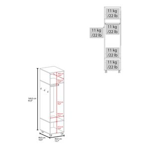 Armadio Alto Cluster 63 con Specchio, Asta Appendiabiti, Tre Ripiani e Ruote, Mobile per Organizzazione e Conservazione Vestiti in Camera da Letto - Product Image 3