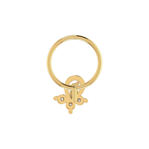 Women's 14K <b>Gold</b> Ethnic Piercing Jewelry Floral Curl Design <b>Nose</b> Pin with 0.055ct Natural Diamond - Product Image 5
