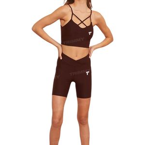 Ensemble de yoga 2 pièces personnalisé, très extensible et imperméable pour femme, taille XL, rouge, vêtements de sport, legging uni à taille élastique, prix abordable - Product Image 6