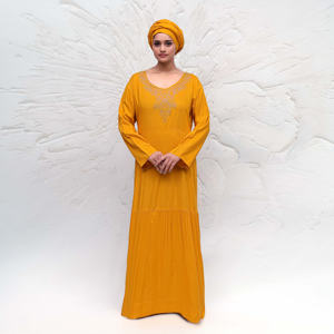 Robe longue modeste en rayonne ornée de diamants, style islamique arabe de Dubaï, Abaya Kaftan élégante pour femme, tenue de prière longue, Eid ODM - Product Image 2