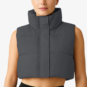 Nuevo Chaleco Corto Acolchado para Mujer, Color Gris Oscuro, Cuello Alto, Abrigo de Invierno, Venta al Por Mayor, Chaqueta de Invierno con Logotipo Personalizado - Product Image 5