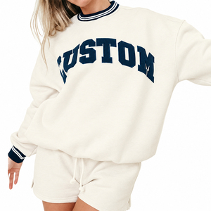 Sudadera de Cuello Redondo Extra Grande con Logotipo Personalizado, Sudadera de Algodón Tejido para Mujer, Estilo Universitario con Estampado de Letras, Otoño Invierno - Product Image 6