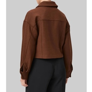 Mens <b>Brown</b> <b>Wool</b> Blend Shirt Jacket Collar Single Button Casual Autumn Outerwear Short Length Regular Fit - Product Image 4