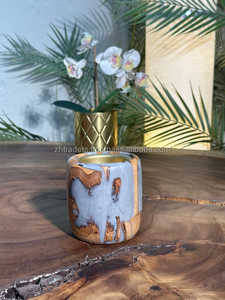 Soporte contemporáneo de resina epoxi y madera natural Bakhoor Mubkhar árabe Premium para decoración de fragancia Bukhoor, incienso y Oud - Product Image 2