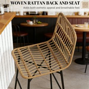Set di sgabelli da bar e sedie da pranzo in rattan marrone, un'unità con due barre - Product Image 2