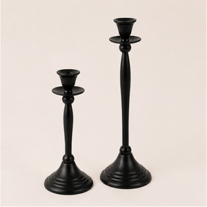 Modern Style Matte <b>Black</b> Taper Candle Holder Set Elegant Metal <b>Candlestick</b> Stand for Wedding Table Centerpiece & Home Decor - Product Image 1