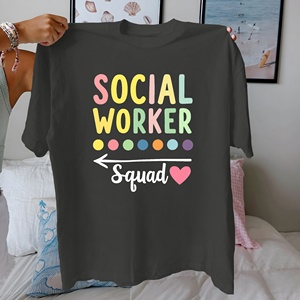 Camiseta informal para mujer de TRABAJADOR SOCIAL con diseño de escuadrón, ajuste cómodo impreso en tela de punto de algodón puro 100% - Product Image 5