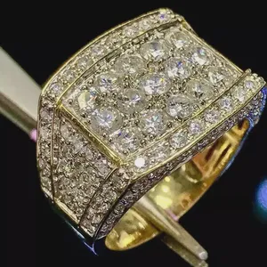Bague de mariage vintage pour femme en moissanite 2 carats, argent sterling plaqué or jaune 14 carats, bijou de luxe - Product Image 1