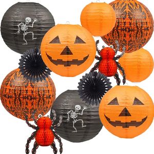 Decorazioni di Halloween: Ragno, Scheletro, Zucca, Lanterne di Carta Jack-O-Lantern per Interni ed Esterni, Decorazioni Spaventose per la Casa - Product Image 1